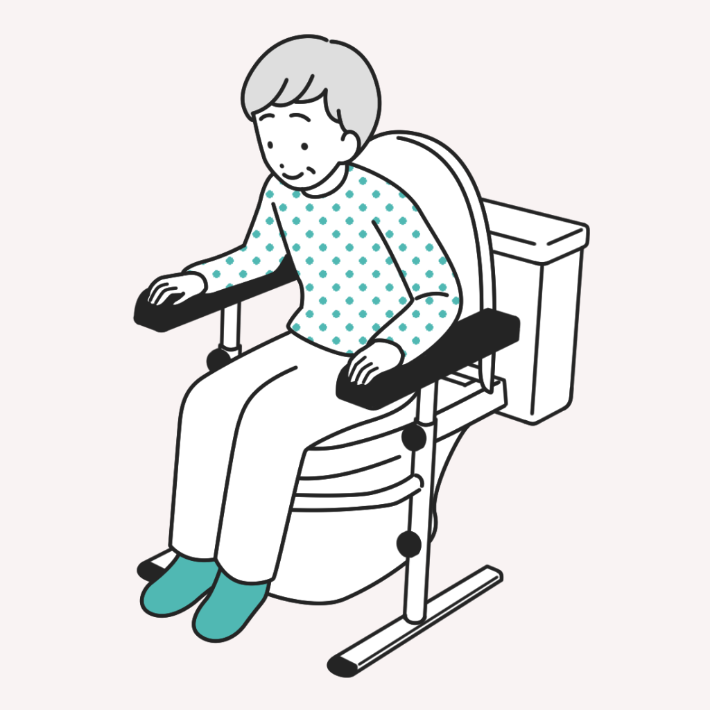 トイレに、肘掛けのように設置する手すりの例