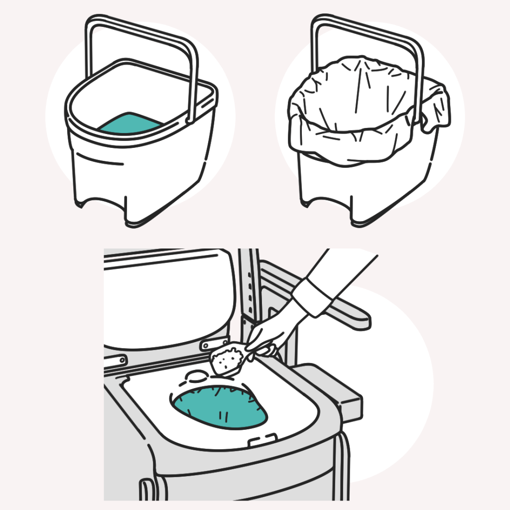 ポータブルトイレを使用する前の準備のイラスト